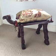 Vintage Camel Saddle Stool, Foot Rest With Cushion