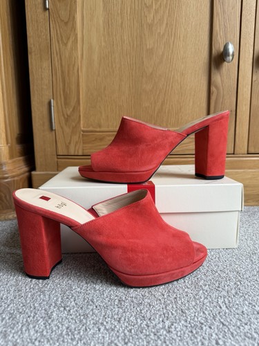 Bnib hogl suede heeled mules - suede,
