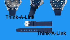 Replacement Curved End Blue Silicone/ Rubber Strap fits Omega Seamaster  20mm