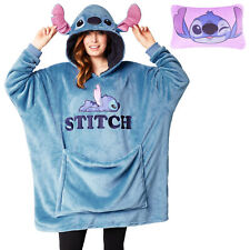 Disney Adult Unisex Stitch Hoodie Blanket And Cushion 2-In-1 Poncho