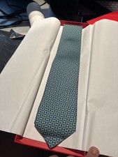 Salvatore Ferragamo Men’s Green & Navy Geometric Silk Tie – Made in Italy