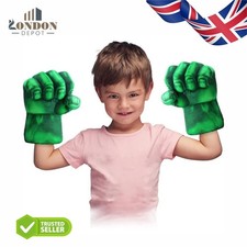 Green Plush Smash Hands Kids Superhero Costume Fists Soft Play Gloves UK