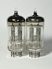 PAIR BRIMAR 12AX7 ECC83  LONG PLATE HALO GETTER LATE 1950s-EARLY 60s TEST STRONG