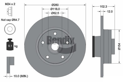 Pcs bendix braking bds1061 - 2,