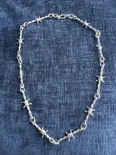 Vintage Sterling Silver Barbed Wire Chain Necklace