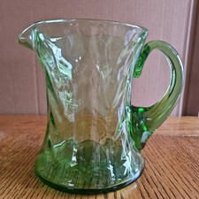 Thomas Webb Green Glass Jug  vintage  (FF) 