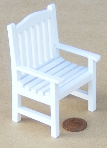 Dolls house wooden chair white - house,