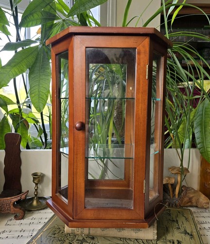 Vintage hexagon wooden glass - hexagon,
