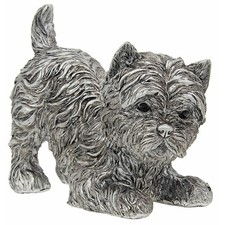Shudehill Textured Silver Westie Terrier Dog PLAYING Figure Ornament Large NEW
