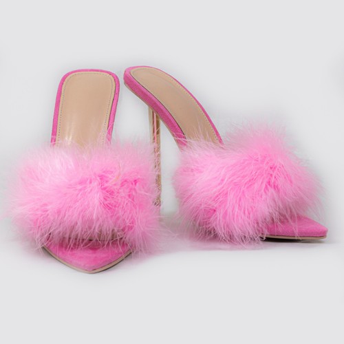 Fluffy pink coquette marabou - pink,