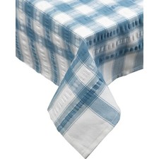 Cotton Seersucker Tablecloth Check Table Linen Cover 80ins x 45ins (SECONDS)