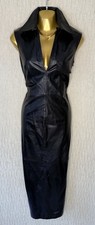 Exquisite Karen Millen New Black Leather Zip Front Midaxi Dress UK10 Stunning