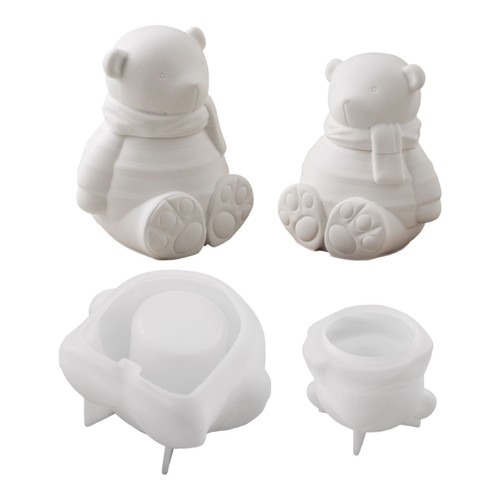 Bear figurine resin jar molds - figurine,