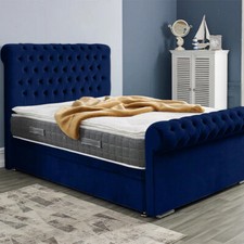 Sleigh Bed Frame Plush Velvet