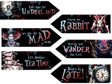 6 Alice in 'Underland' Wonderland Arrows Signs Halloween Party Decoration
