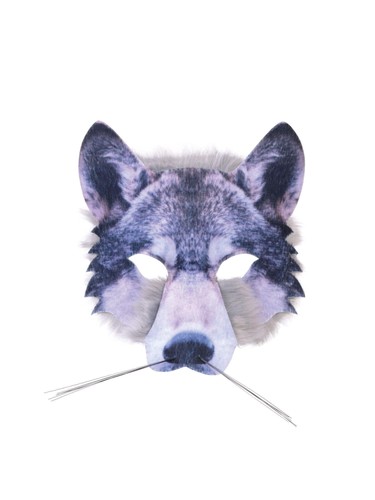 Grey wolf face - grey, mask