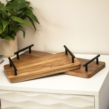 Set Of 2 Acacia Wood Serving