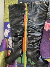Mens Thigh High Over The Knee Fetish Boots Back Lace Stiletto Heel Sizes 11 -12.