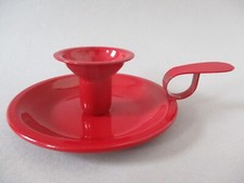 A Vintage Style Red Enamel Chamber stick Candlestick Holder ~ Wee Willie Winkie
