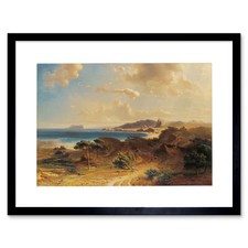 Painting Seascape Thyssen Estepona Beach Gibraltar Framed Art Print 12x16 Inch
