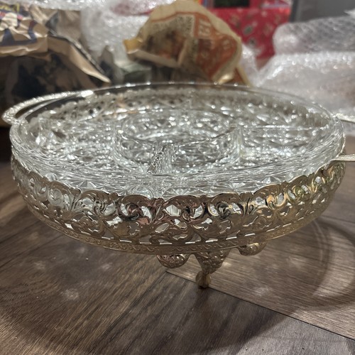 Vintage section glass dish - section,