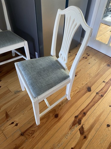 Pair white wooden dining - of,