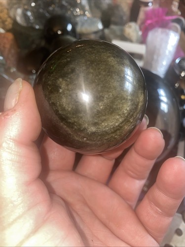 Gold sheen obsidian sphere - gold,