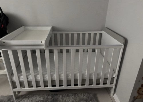 White wooden nursery cotbed - wooden,