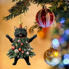 Cute Cat Hanging Ornaments Christmas Tree Pendants Acrylic Hanging Decoration UK
