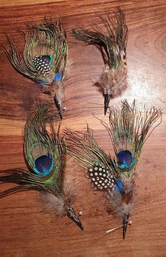 Peacock feather pin brooch lot - pin,