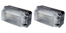 2 x Polycarbonate Rectangular Bulkhead Light Fittings IP65 B22