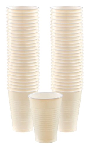 Plastic party cups cream - party,