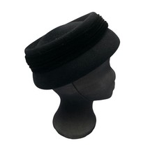 Vintage Black Felt Pillbox Hat