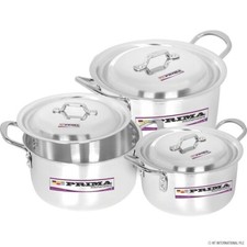 LARGE 6PC HEAVY DUTY ALUMINIUM COOKING CASSEROLE SAUCEPAN POT SET PAN COOKWARE