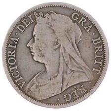 1897 Half Crown Coin - Queen Victoria - British Milled Silver Coin