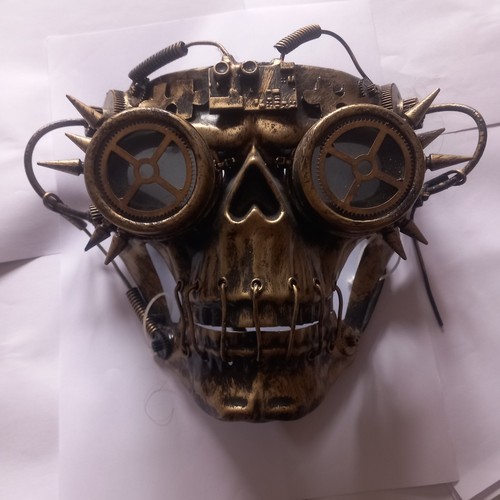 Gold steampunk skull mask with - skull,