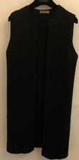 Cocogio Long Elegant Open Cardigan Vest Made In Italy,  50% Wool Black, Size S