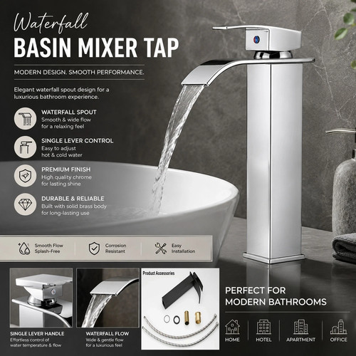 Waterfall basin mixer tap - waterfall,