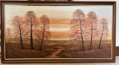 Large framed oil landscape - large,
