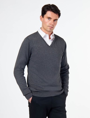 Mens 100 cotton neck jumper - neck,