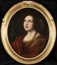 c.1800 FRENCH OLD MASTER OIL ON CANVAS - PORTRAIT OF FEMALE SAINT LOOKING HEAVEN