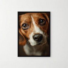 A4 Borderless Beagle Dog Close