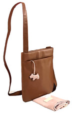 Radley Cross Body Bag Messenger Bag Tan/Brown Leather Medium Size New