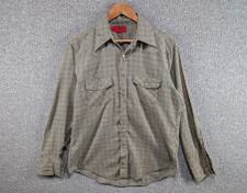 Dickies Vintage Men's Check Plaid Western Country Pearl Snap Button Shirt L