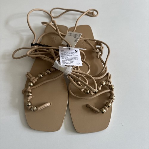 Zara sand beige leather flat - sand,