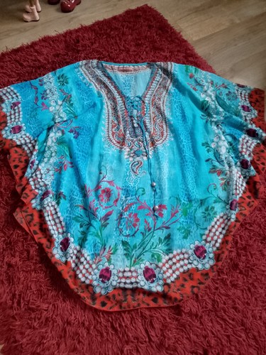 Blue floral beach cover - beach, up