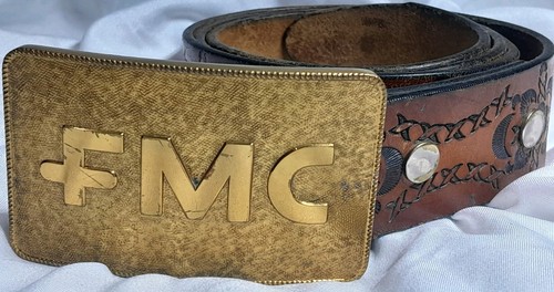 Vintage fmc heavy buckle - buckle, brown