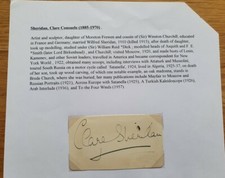 CLARE SHERIDAN Signature Autograph 3.5"x2" card Artist Sculptor Churchill