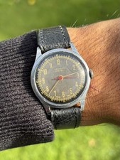 Vintage 1940s Technos Precision Military Style Watch Tropical Dial - Spares/rep