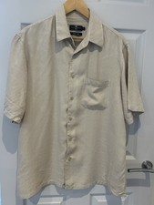 M&S Blue Harbour Silk Short Sleeve Shirt Stone. Large. MR25801 